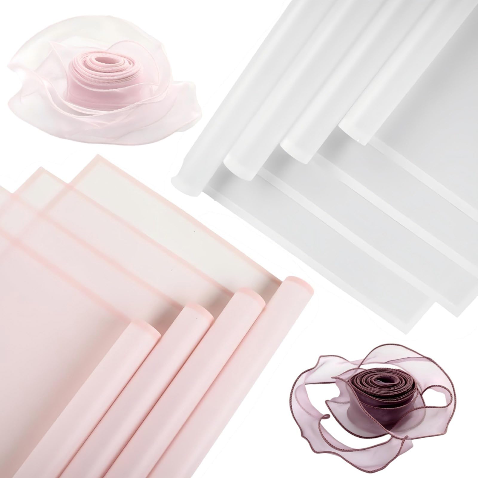 ZEPFJHE Bouquet Wrapping Supplies with 40 Papers and 2 Ribbons for Creative Flower Arranging Florist Supplies Waterproof Flower Wrapping Paper