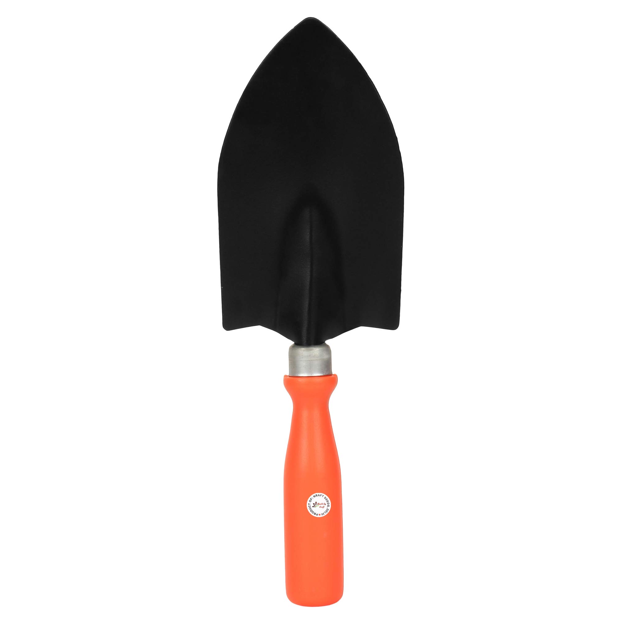 Kraft Seeds Garden Tools (Hand Trowel, Transplanter, Hand Soil Shovel) | Hand Soil Shovel - Heavy Black Metal Blade & Ergonomic Orange Handle | Premium Garden Tool
