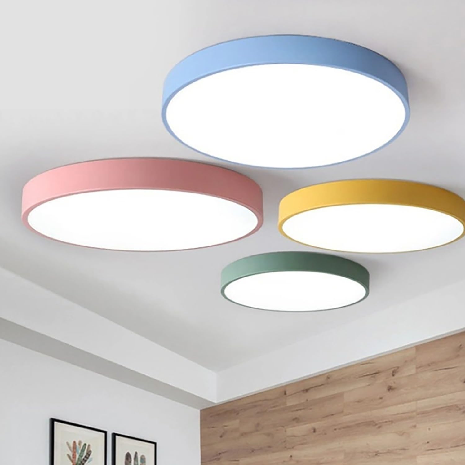 Cienkie Lampy Sufitowe LED, 3 Temperatury Barwowe, Kolorowe, Wodoodporne Oświetlenie Panelowe Do Salonu, Kuchni, Sypialni, Korytarza, Toalety I Garderoby(Yellow,50cm/20in)