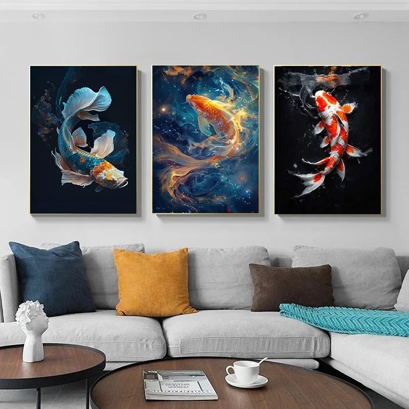 Affiche culture traditionnelle chinoise sur toile vintage lot de 3 pièces 40 x 50 cm