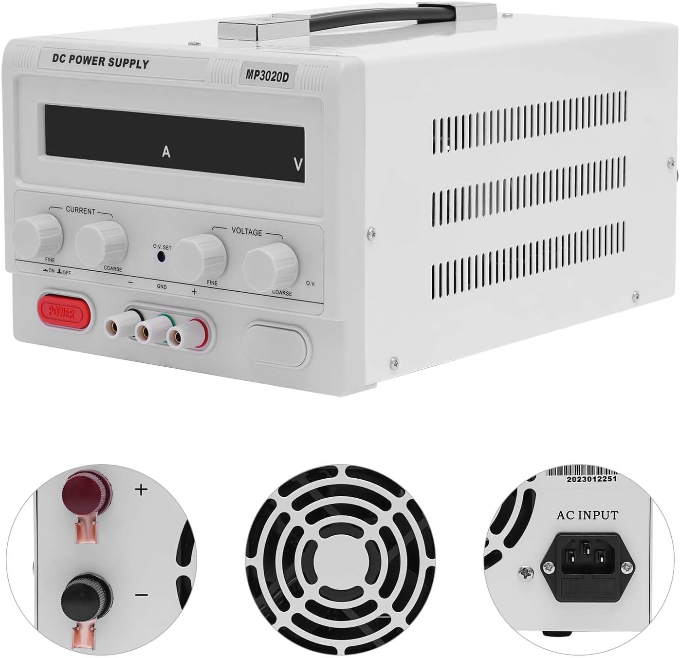 DC Power Supply, 0-30V 0-20A Variable Power Supply, Adjustable Switching Regulated Lab Power Supply, High Precision DC Power Source for DC Motors, DVD, Audio, Resistors, Capacitors