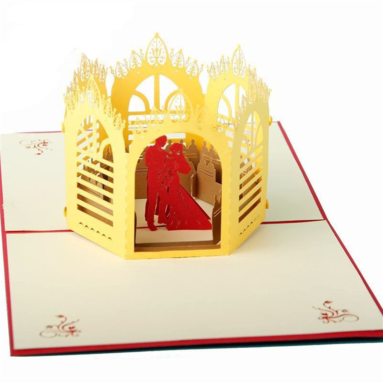 Kartki okolicznościowe festiwal kartka z życzeniami 3D ręcznie robiona korona kształt kościoła błogosławieństwo para papier ślub zaproszenie karty okolicznościowe z kopertą kreatywne prezenty karty podarunkowe (rozmiar: 8 szt.)