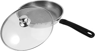 VALICLUD Stainless Steel Frying Pan with Ergonomic Handle Nonstick Honeycomb Surface Multi-functional Skillet for Home Cooking and Stir-frying Kitchen Cookware