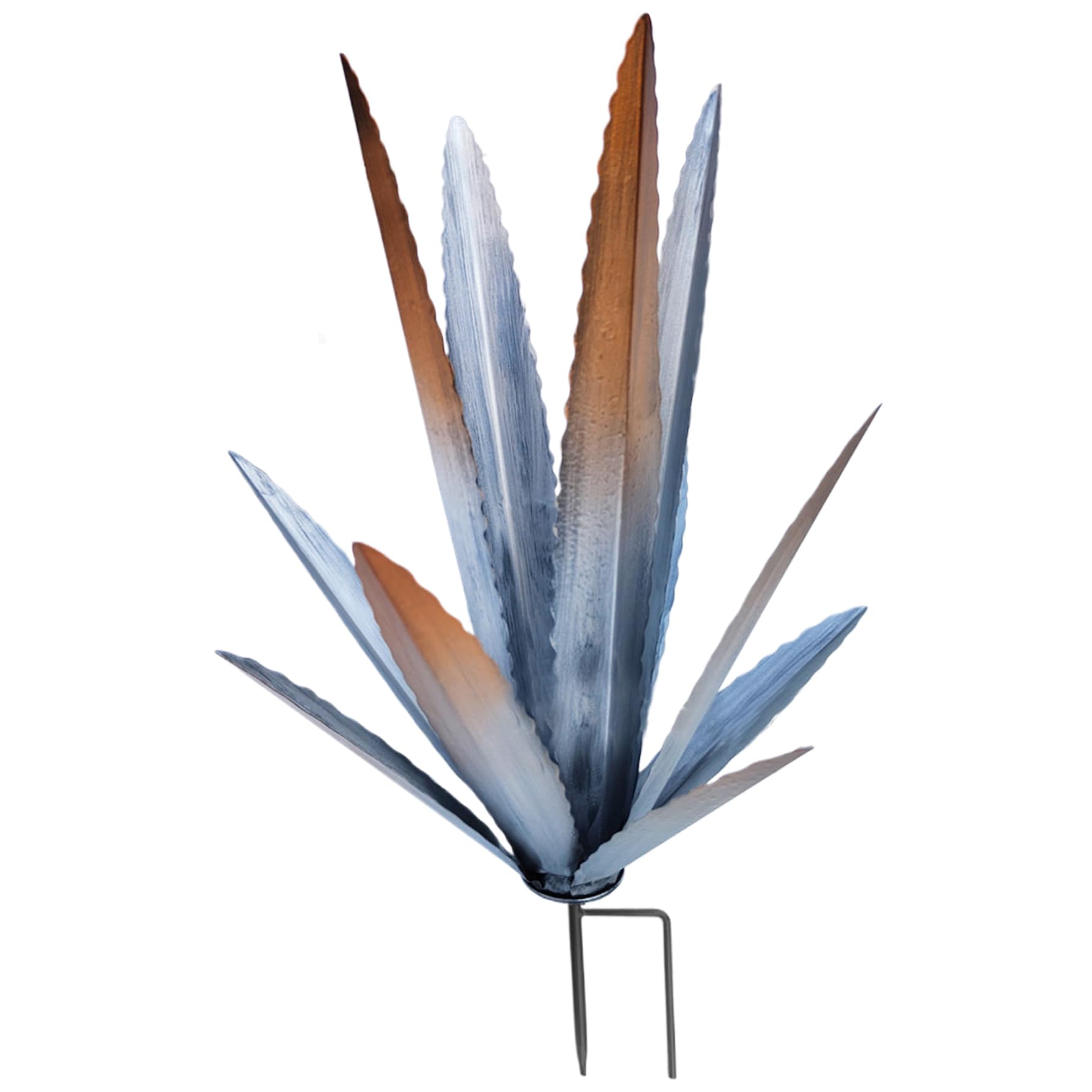 Plante d'agave artificielle en métal soudé, sculpture argentée haut de gamme pour jardin