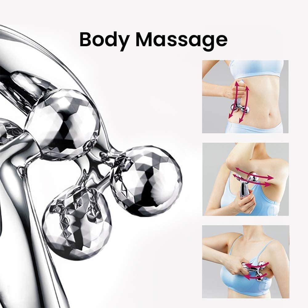JEEJEX 3D Roller Face Massager, Silver, for Face, Neck, Arm, Chest, Waist and Thigh, Spa-Like Experience 1