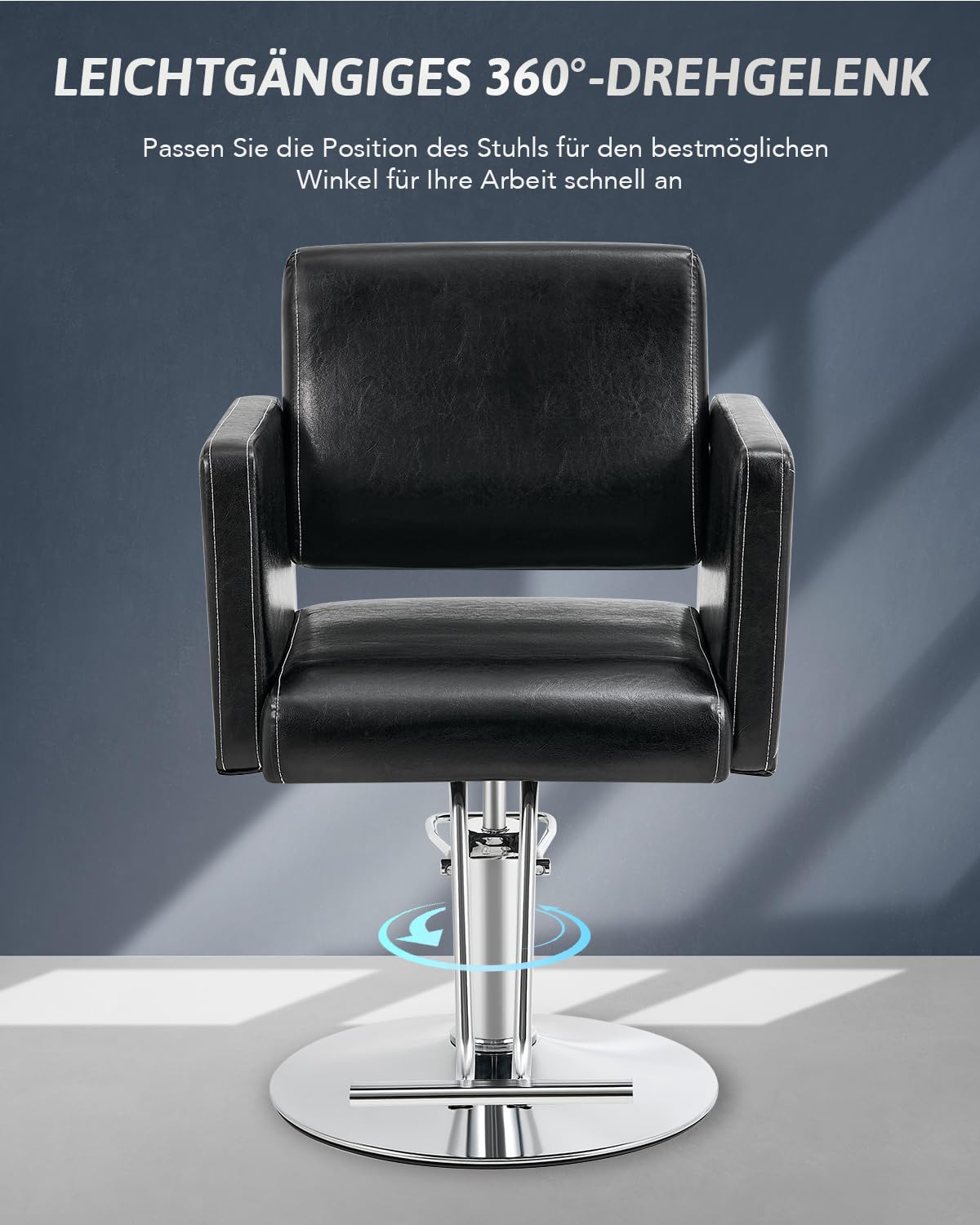 CO-Z Friseurstuhl 360° Drehbar 15cm Höhenverstellbar, Hydraulischer Barberstuhl mit Stahlsockel, 150 kg Tragkraft