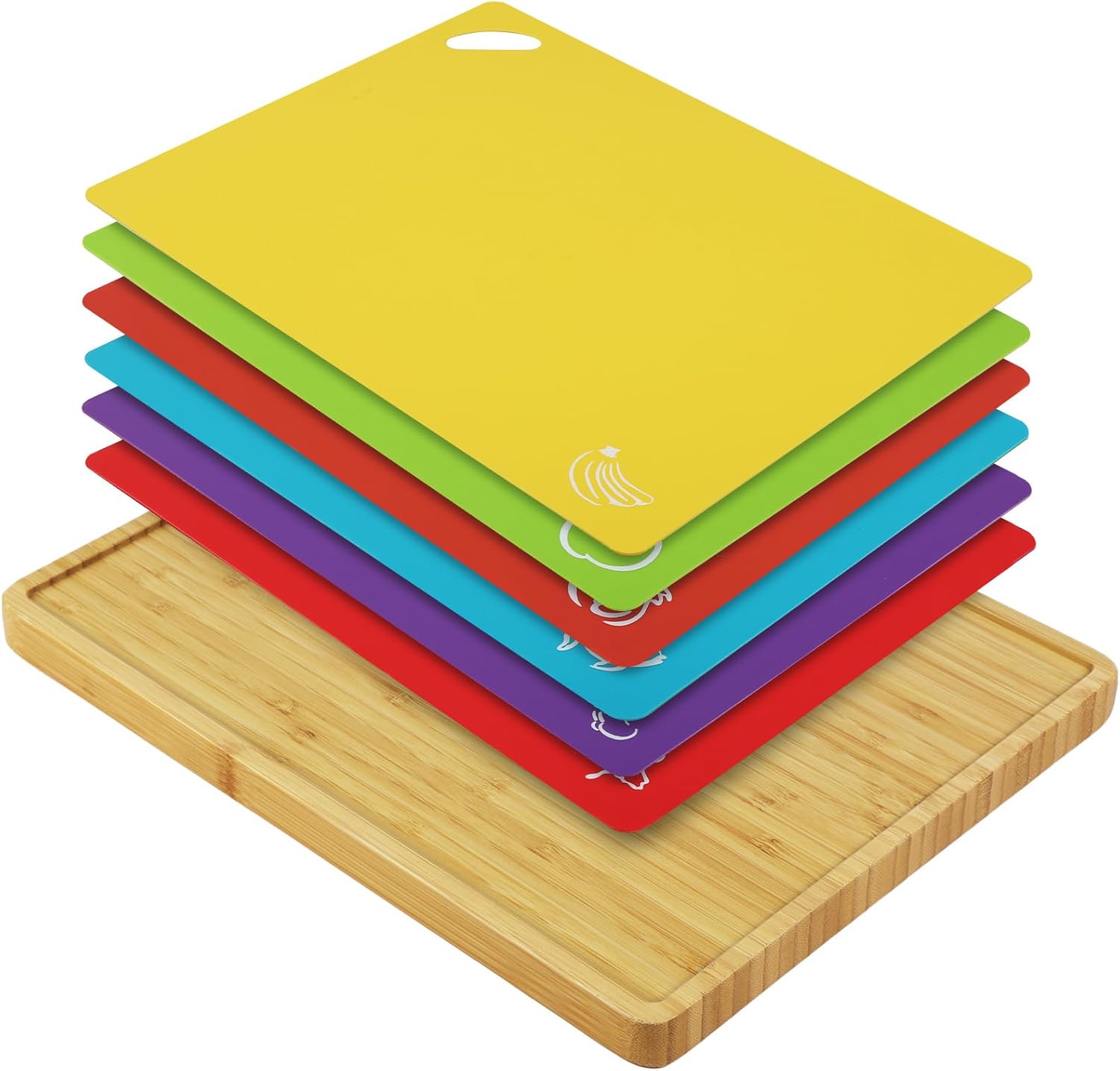 Bamboo Cutting Board Set with 6 Color-Coded Flexible Chopping Mats,BPA Free, Durable & Multi-Purpose for Kitchen Prep, Ideal Charcuterie & Chopping for Meat, Vegetables and Fruits Ideal Kitchen Gifts Bamboo Cutting Board Set with 6 Color-Coded Flexible Chopping Mats,BPA Free, Durable & Multi-Purpose for Kitchen Prep, Ideal Charcuterie & Chopping for Meat, Vegetables and Fruits Ideal Kitchen Gifts