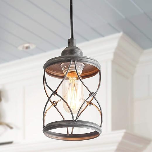 Expert Review: CLAXY Ecopower Vintage Glass Pendant Light 8 LALUZ Pendant Lighting for Kitchen Island, Hallway, Rustic Industrial Cage Hanging Fixture, Silver Brushed, Mini Size, 4.75 Inches