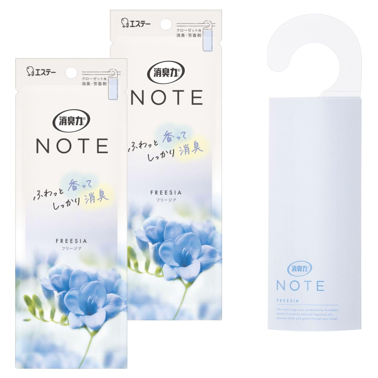 消臭力 [まとめ買い] ノート クローゼット用 消臭 芳香剤 吊り下げ型 フリージア 2個 [約2ヵ月間 ふわっとやさしく香る] クローゼット ロッカー サシェ 吊り下げ芳香剤