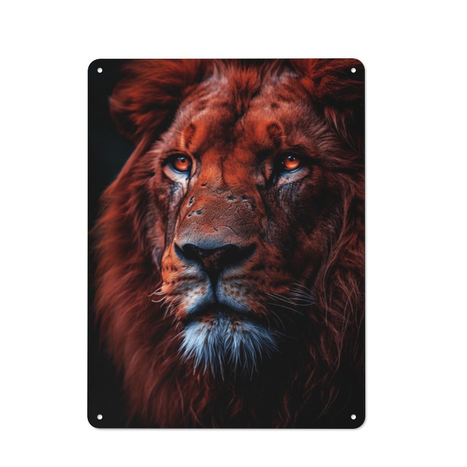 Junmoney Fierce Lion Portrait Retro Tin Wall Plaque 40X30cm Featuring For Garage Wall, For Vintage Wall Decor Fans, For Themed Room Decoration