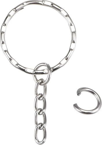 uxcell - Llavero dividido con 4 eslabones de 0.059 x 0.984in, con conectores de anillo abierto de 0.315in para cordón con cremallera, bolso de arte,