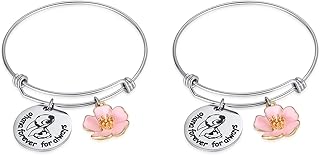 2PC Ohana Charm Bracelet Ohana Forever for Always Ohana Jewelry with Hibiscus Flower Charm