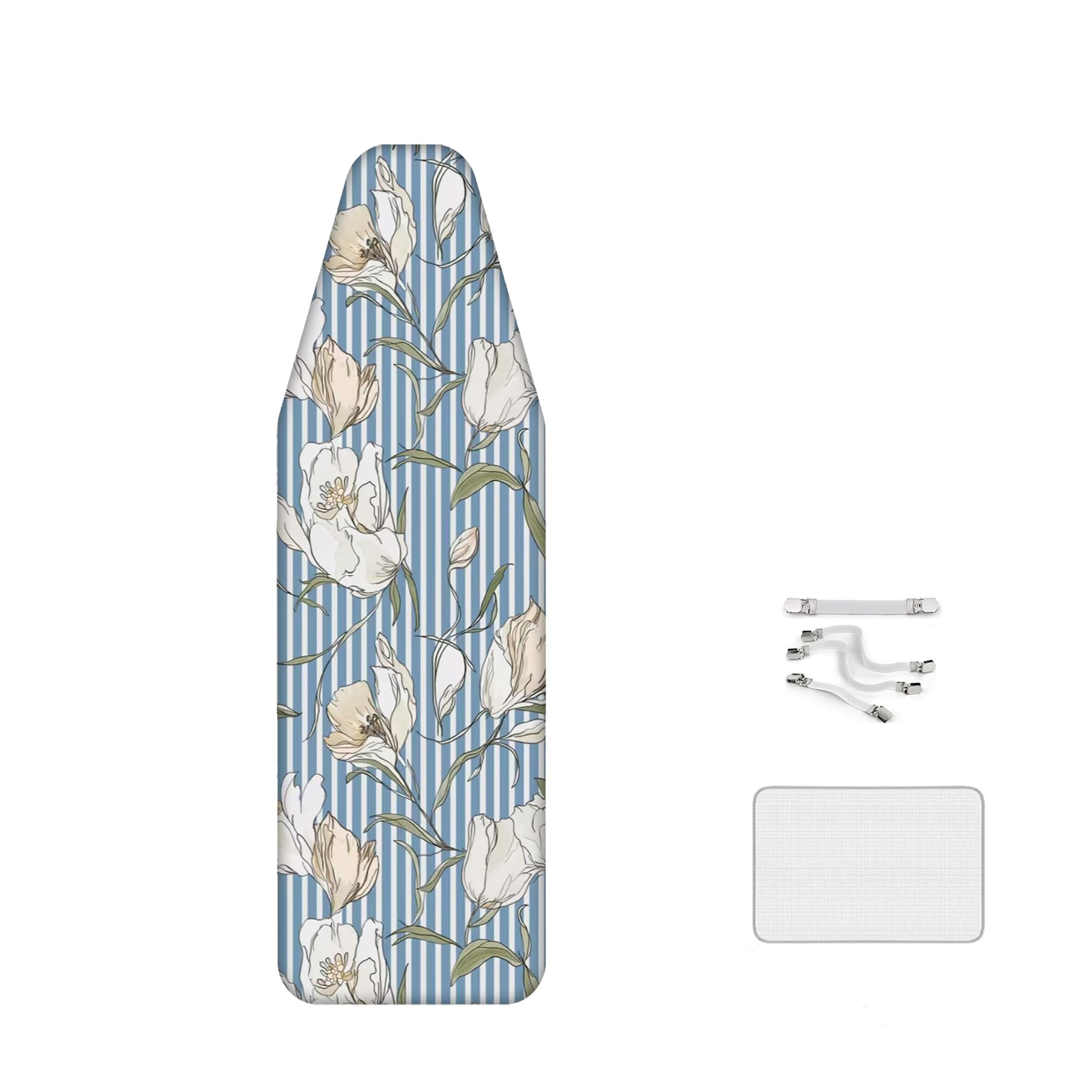 Ironing Board Cover, Reusable - Machine Washable, with Fasteners, Pure Cotton Replacement Covers 157x58cm, Suitable for Large Steam Ironing Boards
