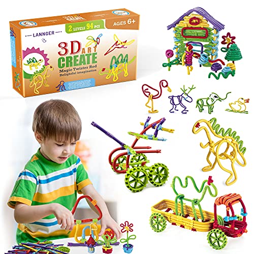 STEM Toys Building Blocks for Kids 96Pcs Building Toys Bars Bristle Blocks Stem Activities Connecting Toys Tinker Toys Kit for Kids Ages 3+ Year Old Boys Girls Learning & Education Toys