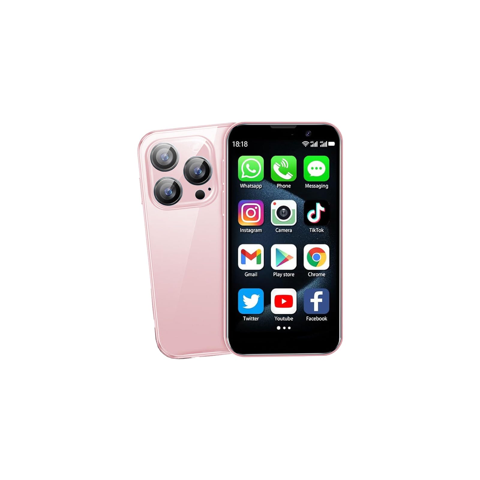 Mini Phone,3.0 inch HD Touch Screen Android Phone,Unlocked Kids and Students Smartphone,Face Recognition,Quad Core Dual SIM Dual Standby,Best Gift for Kids,2GB+16GB-Pink