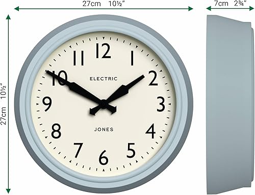 Miniatura 4 de JONES CLOCKS Reloj de pared Telecom  Reloj redondo retro vintage  10.5 pulgadas  Azul pálido  Versión moderna de un clásico vintage para cocina,