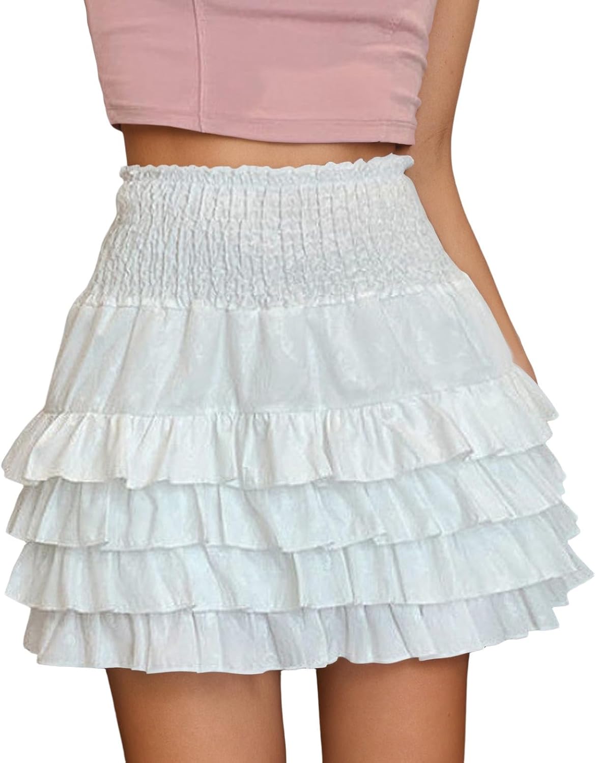 Elegant High Pleated Cake Skirt - Everyday A-Line Mini Skirt with Cowl Neck