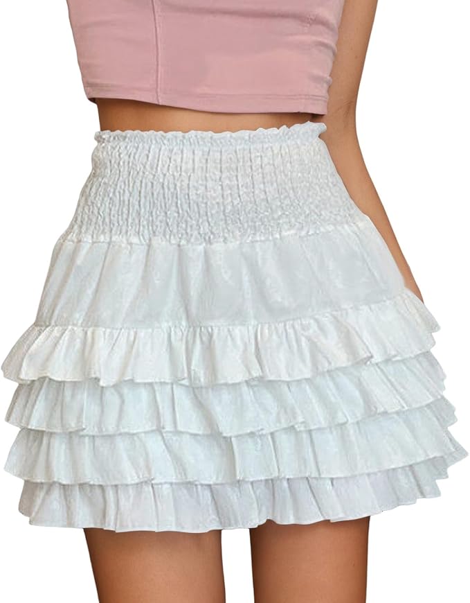Elegant High Pleated Cake Skirt - Everyday A-Line Mini Skirt with Cowl Neck