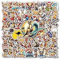 WESILY Pack 50 PCS Kangaroo Stickers Cartoon Cute Animal Waterproof Small Vinyl Decals Decor Water Bottles Laptop Phone Cup Scrapbooking Luggage Gifts Birthday for Teens Girls Boys Adults