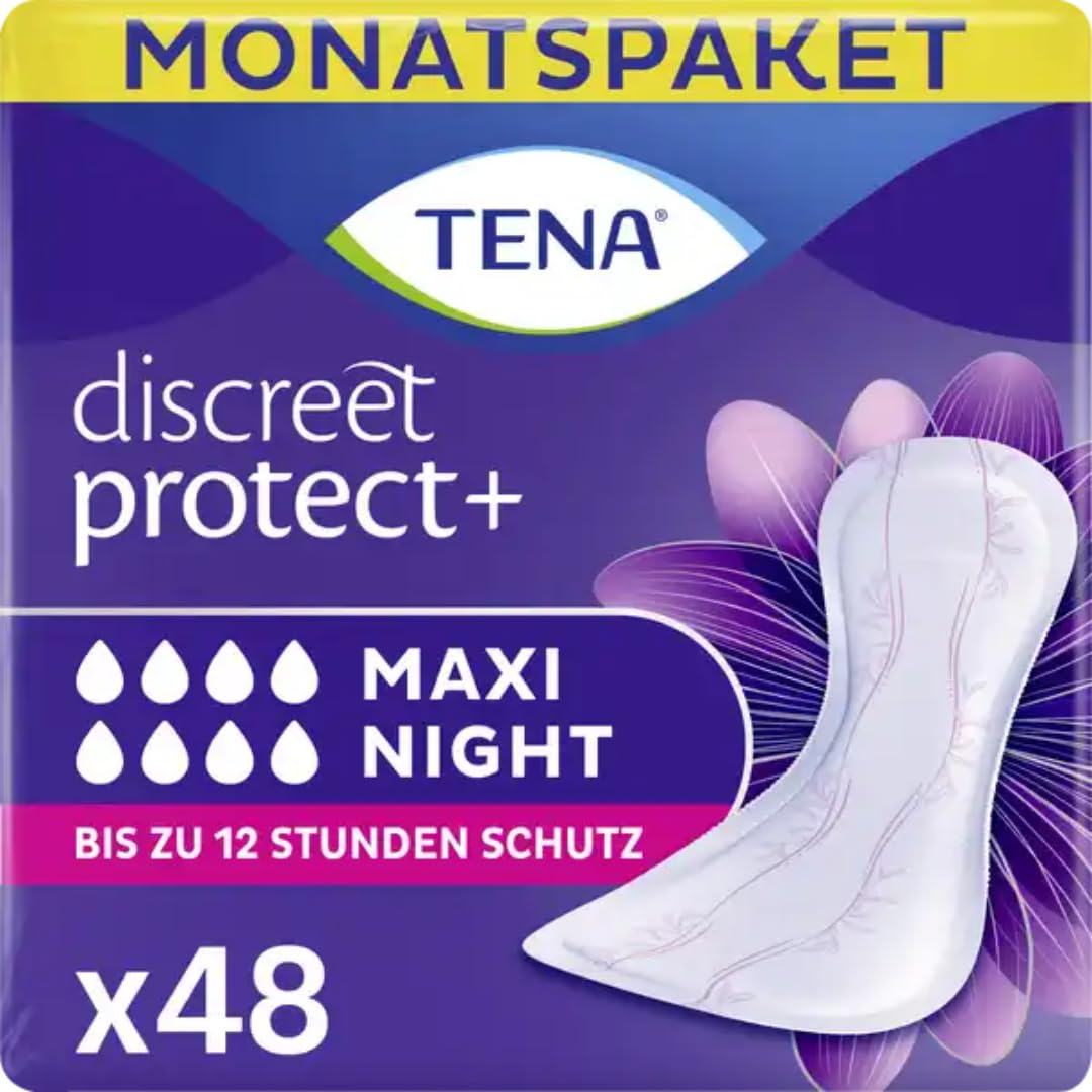 Mit Pufai Grocery, Discreet Maxi Night Einlagen Inkontinenzeinlagen für Frauen Monatspaket 4 X 12 STÜCK x 5 Packungen