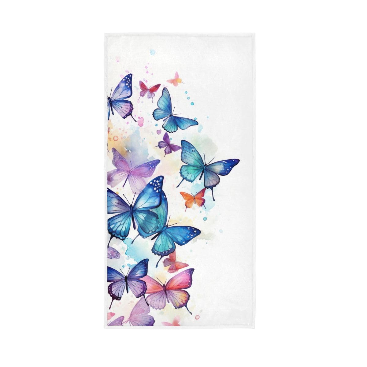 HUYGD Watercolor Butterfly on White Hand Towel, 15 x 30 Inches, Soft Highly Absorbent Towels for Bathroom Gym Hotel
