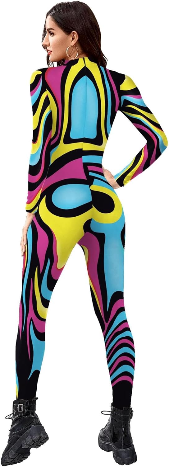 Unisex Cosplay Halloween Bodysuit 3D Printed Party Skinny Catsuit Costume Outfit - Image 3