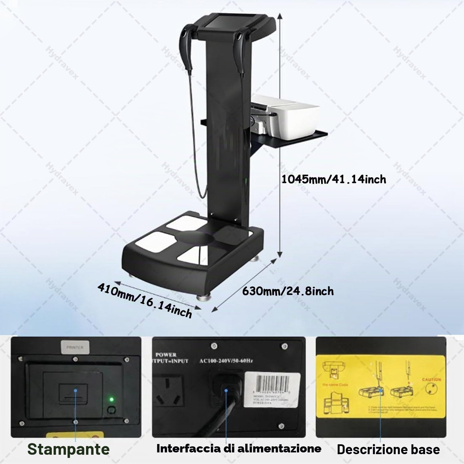 Analizzatore di composizione corporea con stampante, bilancia elettronica a ultrasuoni HD Touch da 8 pollici, misurazione BMI, bilancia digitale per ospedali e farmacie, per monitor di composizione
