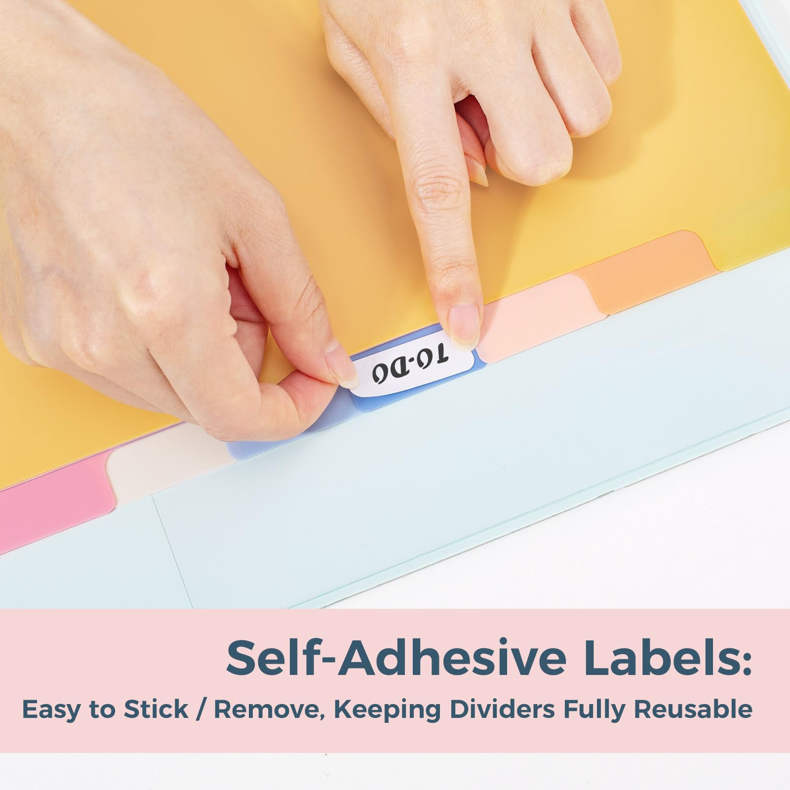 SUNEE 8 Tab Binder Dividers,Plastic Dividers for 3 Ring Binder,3 Ring Binder Dividers with Tabs for School Office Home Supplies,Pastel Color,  Set: 1