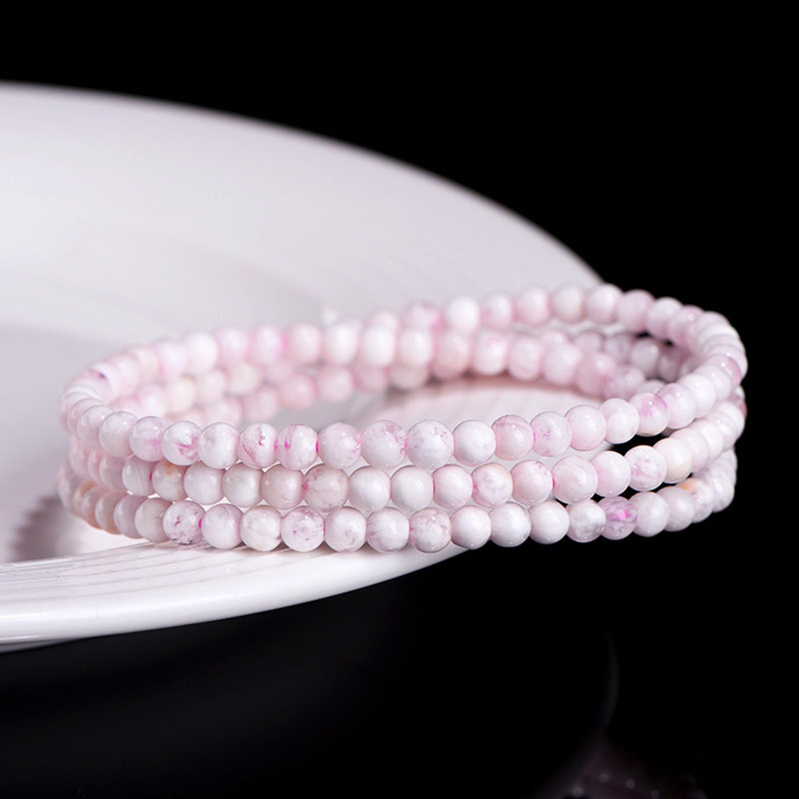 Braccialetti Rosa Naturali Fatti a Mano, Braccialetti Elasticizzati con Pietre preziose al Quarzo Fantasma Braccialetti Quarzo Rosa, per l'energia positiva dell'amore Meditazione,3MM
