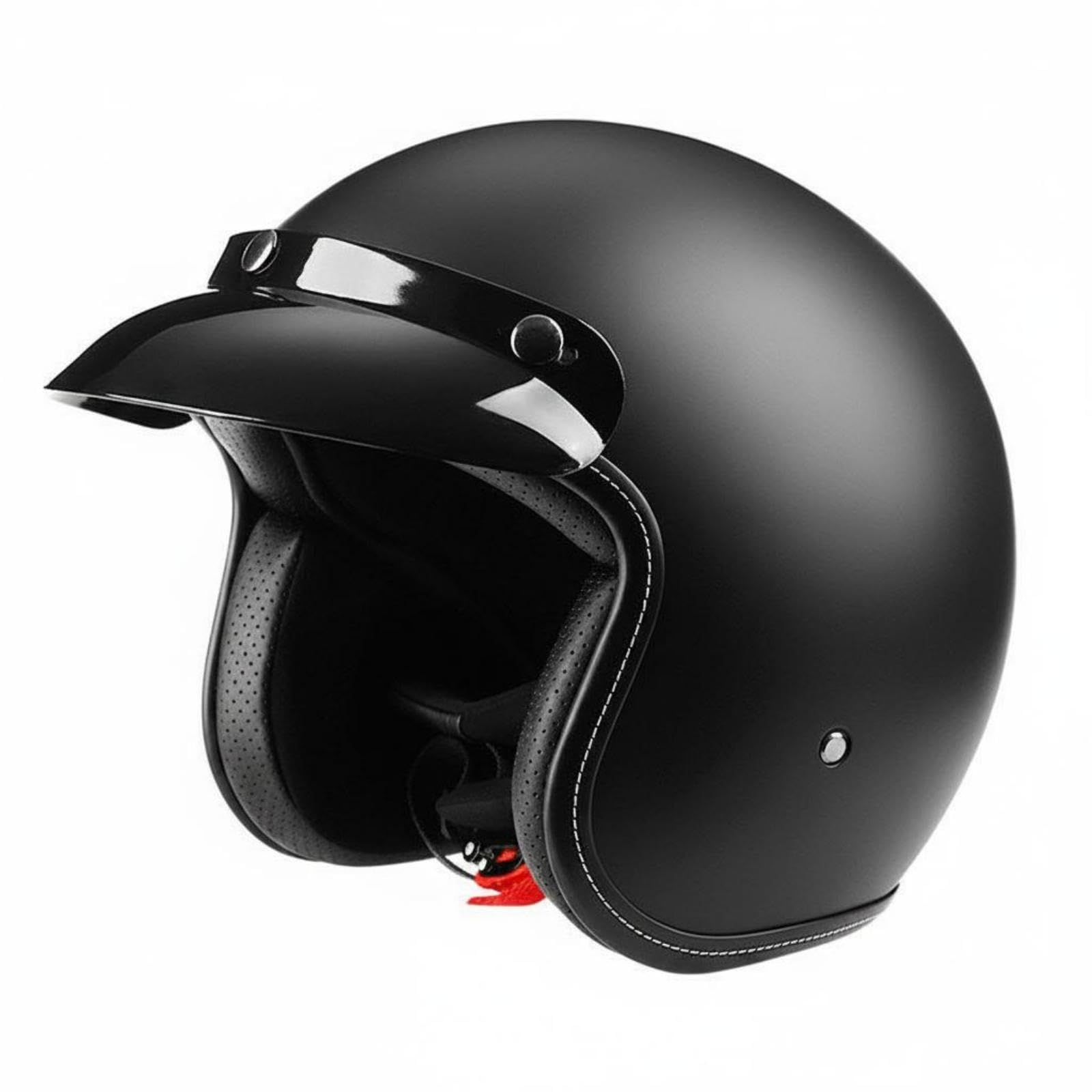 701 Style Helmet Padded Interior Retro Half Helmet Chin Strap Matte Black XXL-picture-28