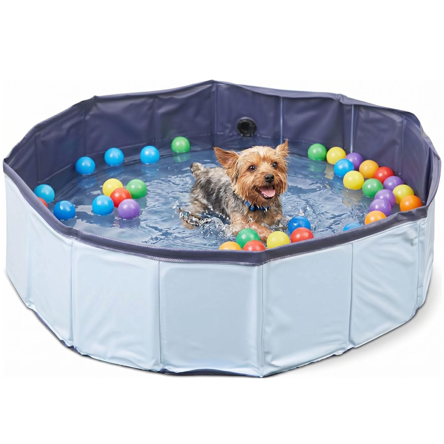 VFM/Crufts - Dog Paddling Pool 80cm, Small Paddling Pool for Dogs and Puppies, Foldable Pvc Pet Tub, Portable Non-Inflatable Outdoor Garden Play Tub for Bathing and Cooling, Blue