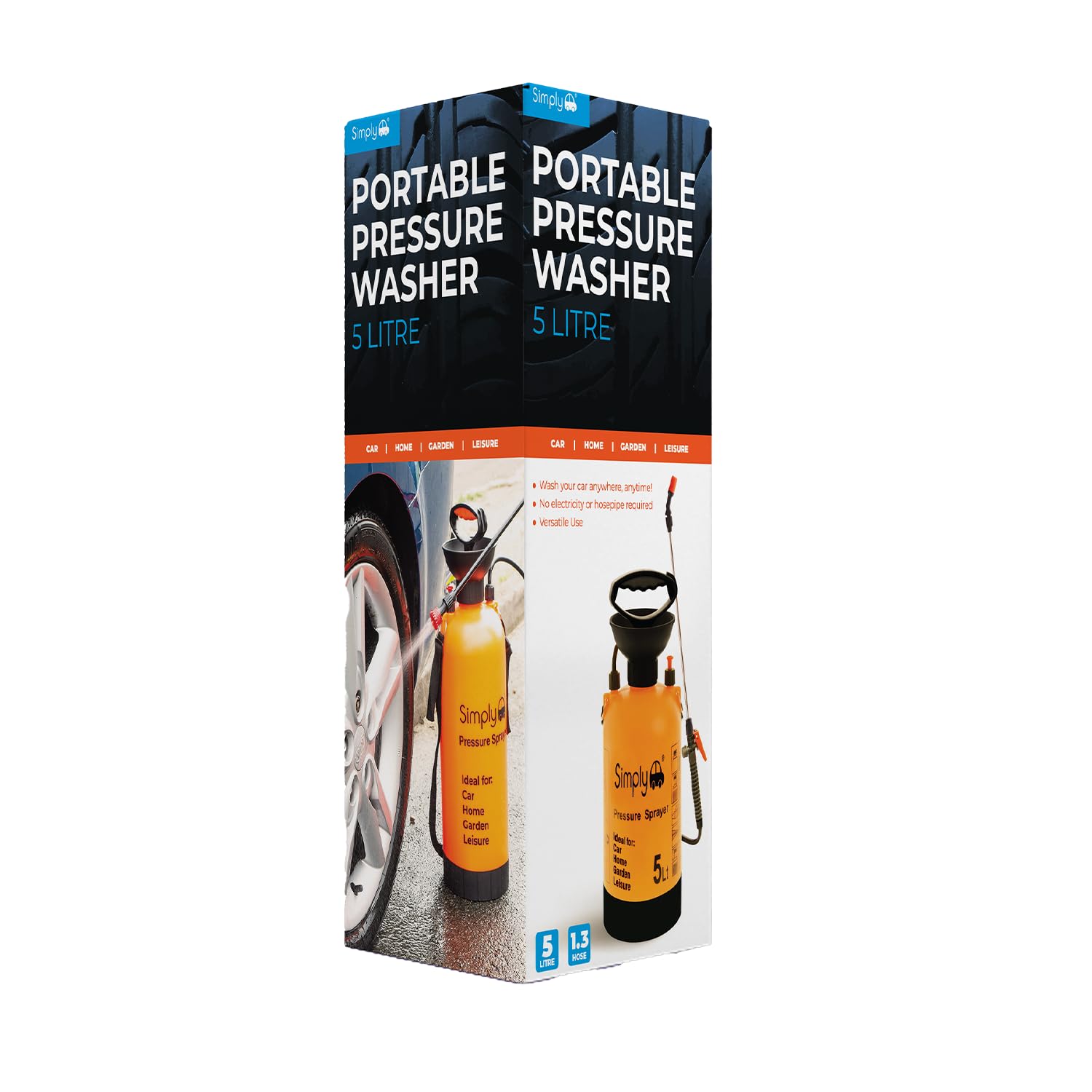 Simply Nettoyeur Haute Pression Portable, Orange, 5 litres