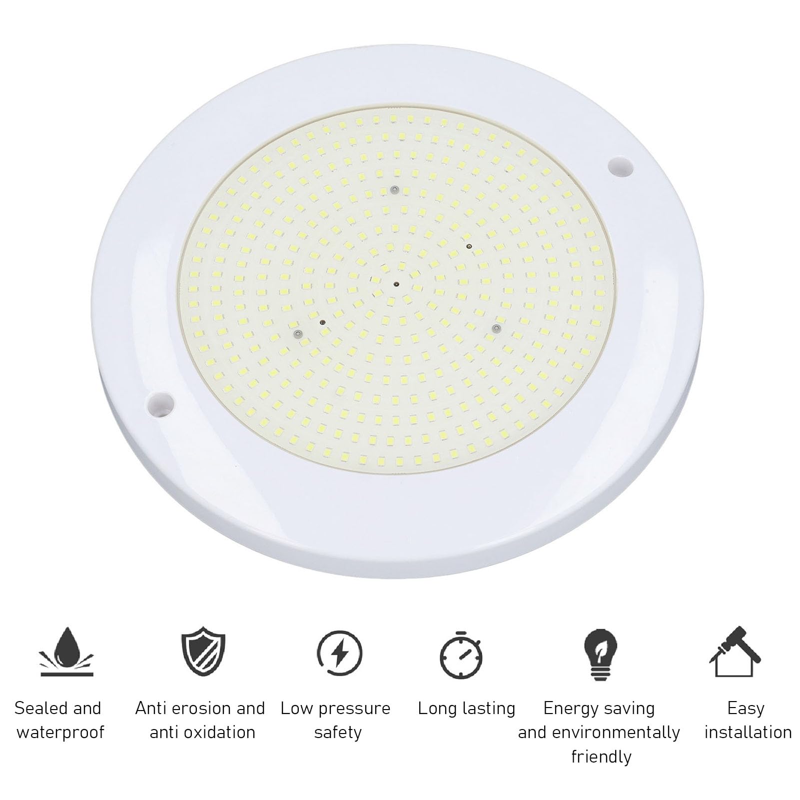 RGB-Poolleuchte, 12 V, 18 W, ABS-PC, IP68, versiegelte Unterwasserlampe für in den Boden eingelassene oberirdische Schwimmbäder, Brunnen, Teich, Garten, Wasserlandschaft, (Warm Light)