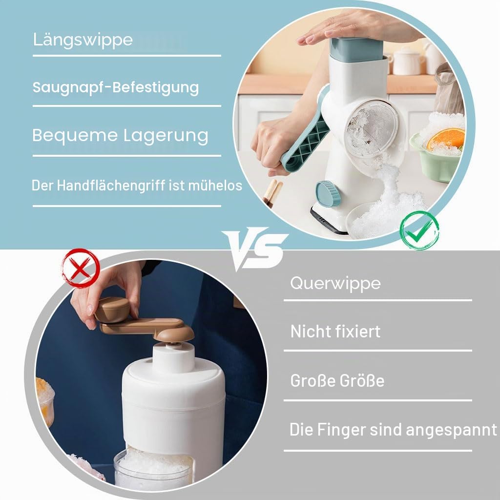 Manueller Eisbrecher, panemy Ice Crusher, Slushie Maker mit Doppelreihigen 45°Winkelklingen, Effizientes Eiscrushen, Slush Maschine Ist Geeignet fur Camping, Cocktails, Kalten Kaffee, Eiscreme