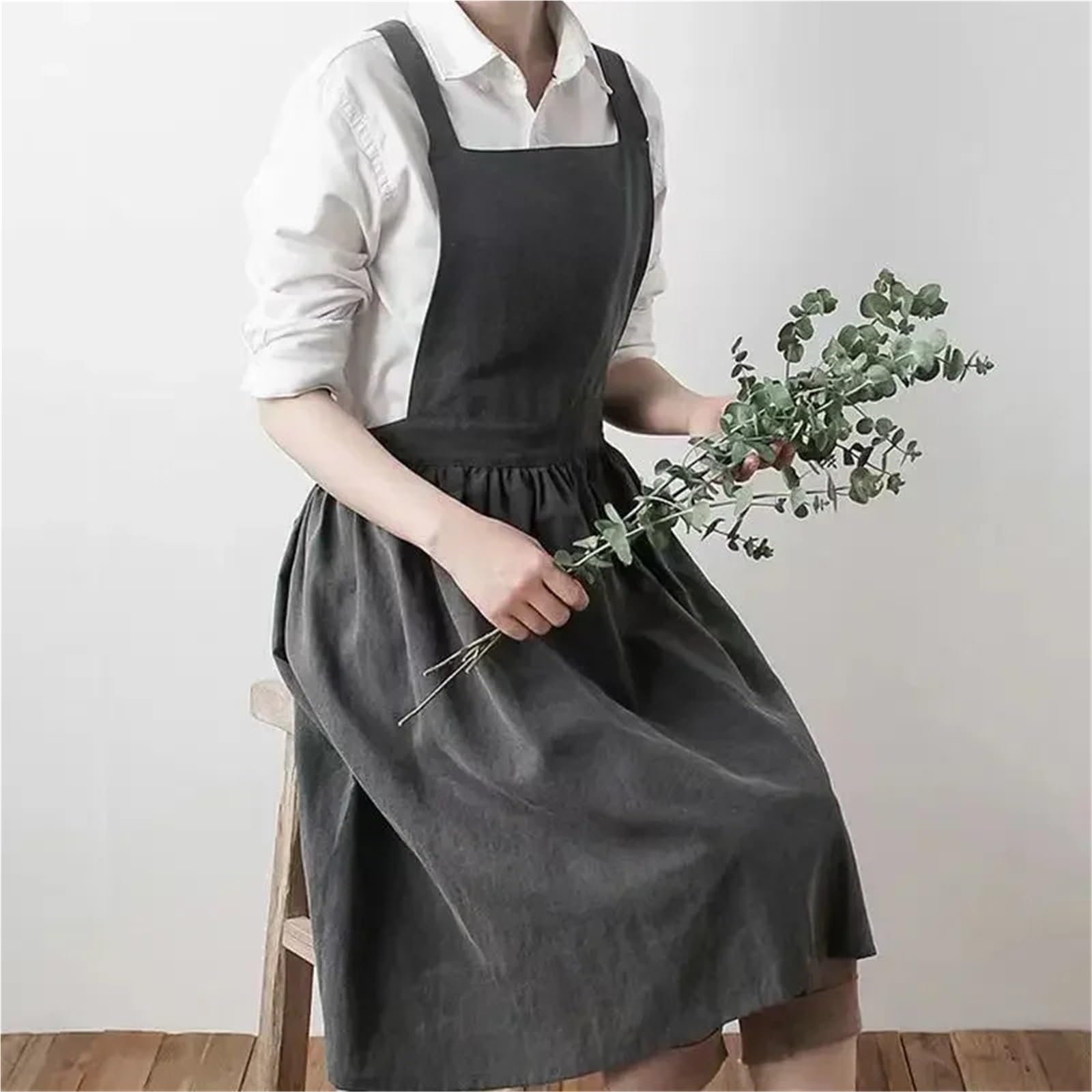 Delantal minimalista de lino y algodón, vestido trabajo, delantal cocina, viajero temperamento for restaurante hecho a mano, 2 uds para Cocinar, Restaurante