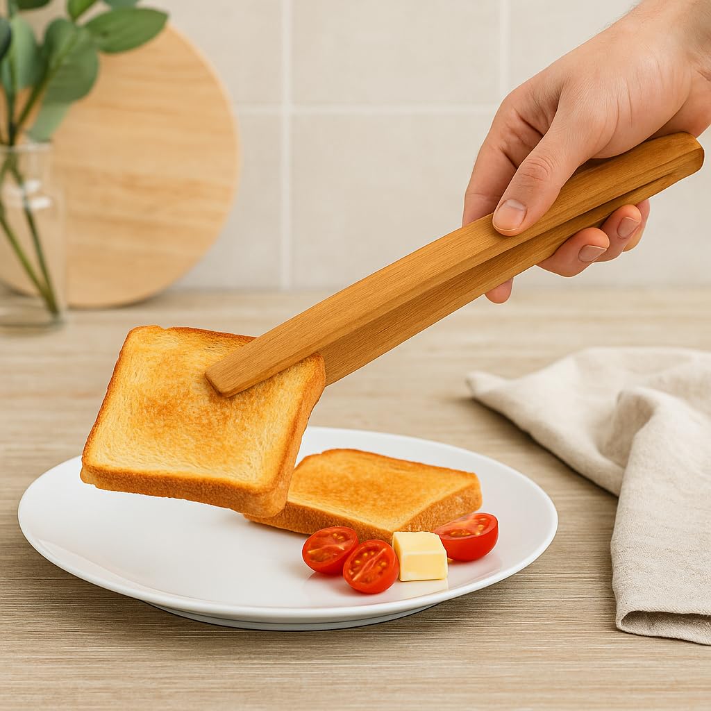 MC-Trend Lot de 3 pinces à barbecue de 30 cm en bois de cerisier noble – Pince de cuisine en bois de qualité supérieure avec rainures de 2 cm pour un maintien sûr – Accessoires de barbecue et pince à