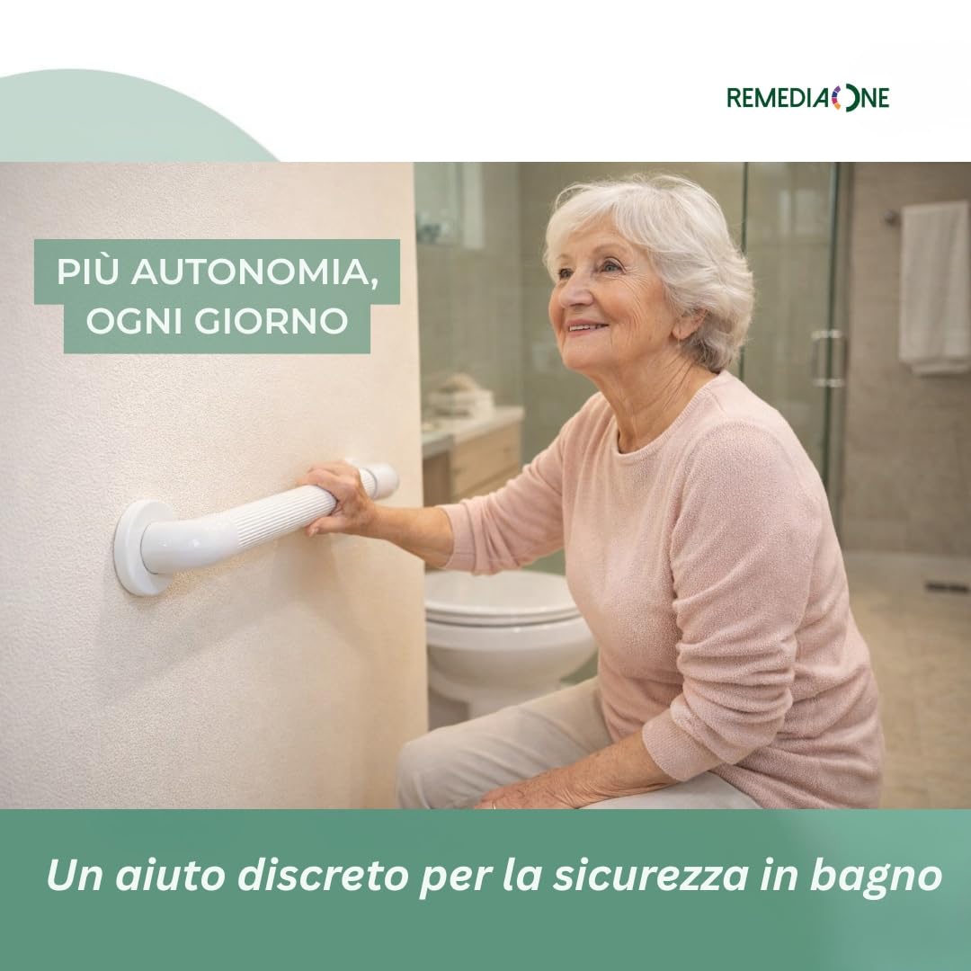 Maniglia Doccia Anziani da Parete in PVC, Maniglione Bagno Disabili, Maniglia per Doccia di Sicurezza – Bianca, 45 cm