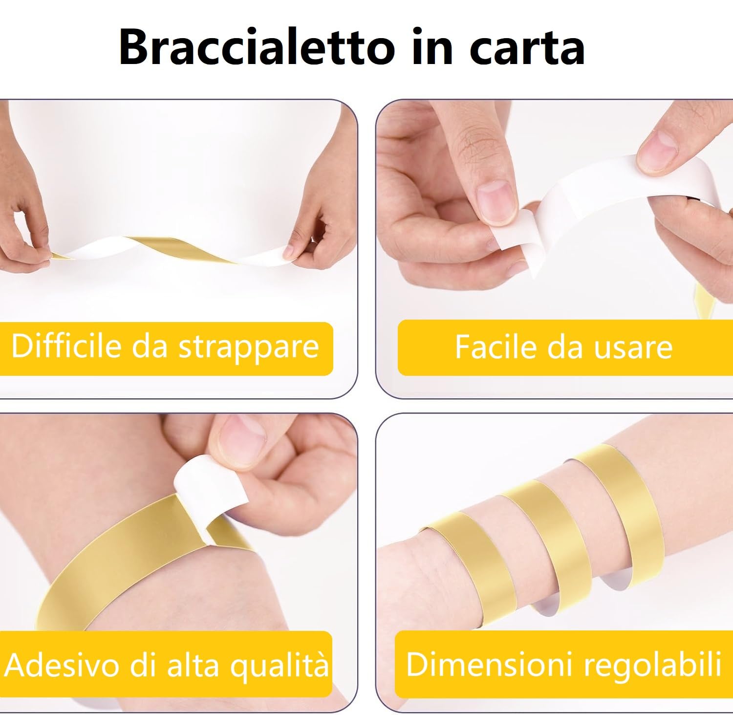 Braccialetti Carta Eventi Impermeabili 400 Pezzi Identificazione Discoteca Feste