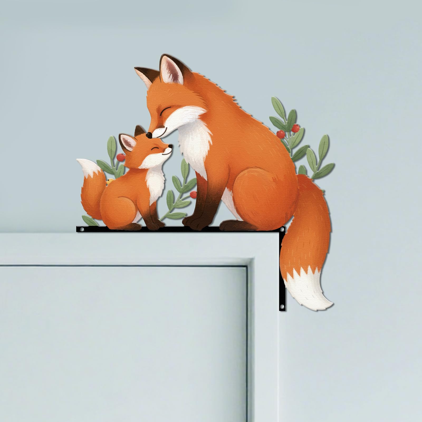 CUTHOLLOW Fox Mom and Cub Metal Door Frame Decoration — image 1
