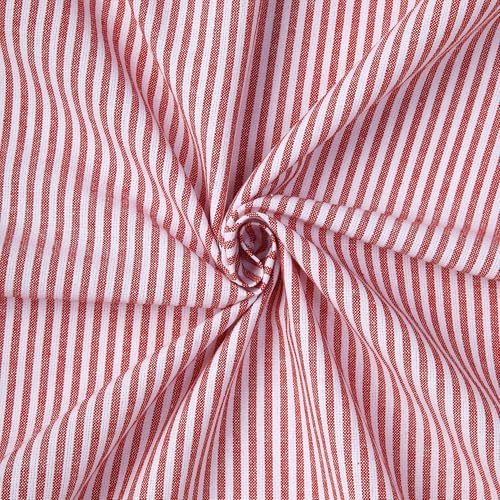 Image of Encasa XO Cotton Table Runner for 4 Seater | Size 13x59 in | Ticking Red - Machine Washable & Durable