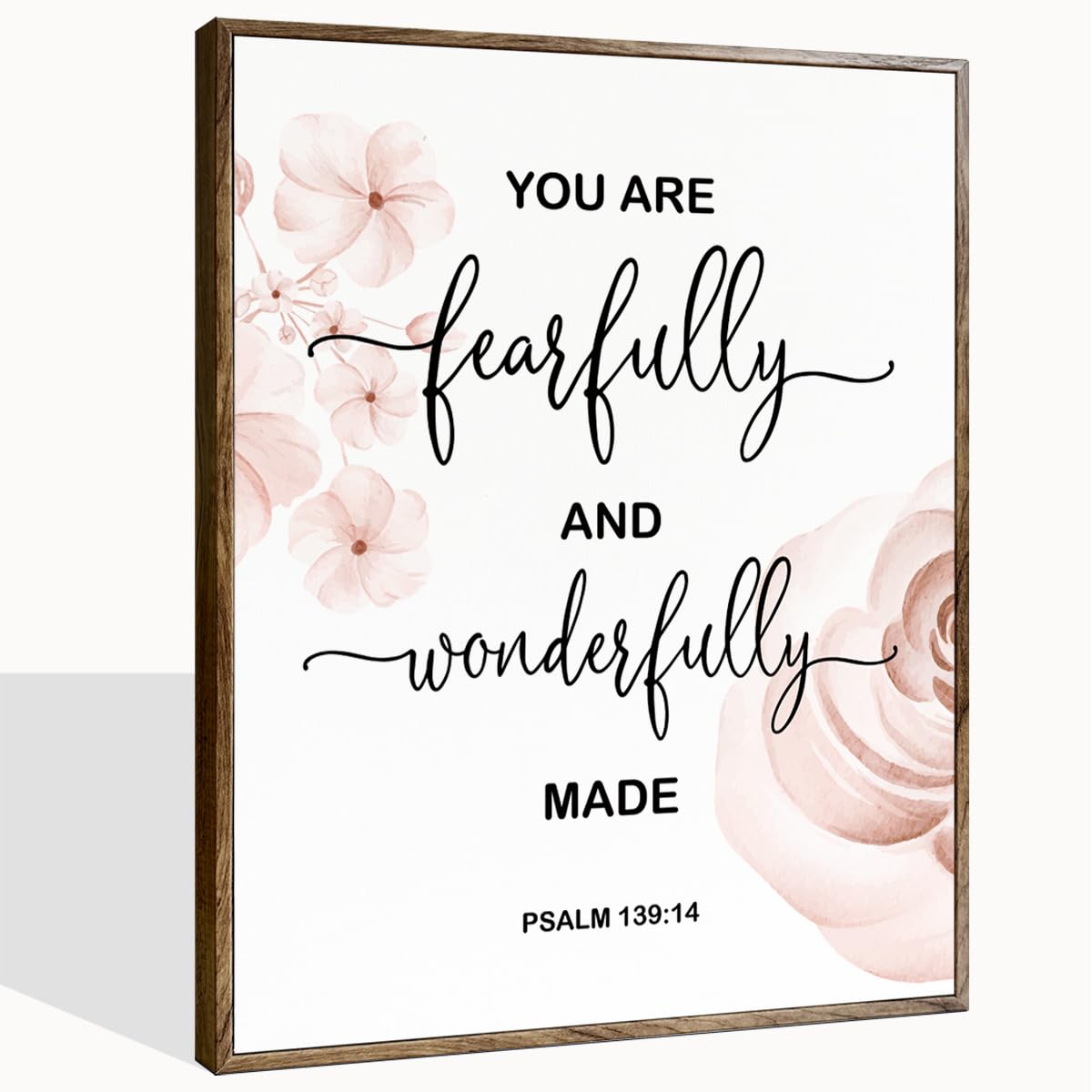 Bible Verses Wall Art - Christian Home Décor, You Are Fearfully and Wonderfully Made, Framed Scripture Canvas, Psalm 139:14