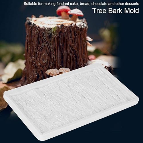 Miniatura 3 de Zerodis Alfombrilla antiadherente de impresión de fondant con forma de corteza de árbol, de grado alimenticio, de silicona, pan, postres,