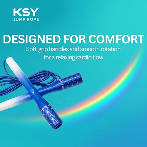 Miniatura 5 de Cuerda de saltar para mujer (serie arcoíris)  Cuerda cardiovascular ajustable para entrenamiento de mujer y entrenamiento en casa  Asas de agarre
