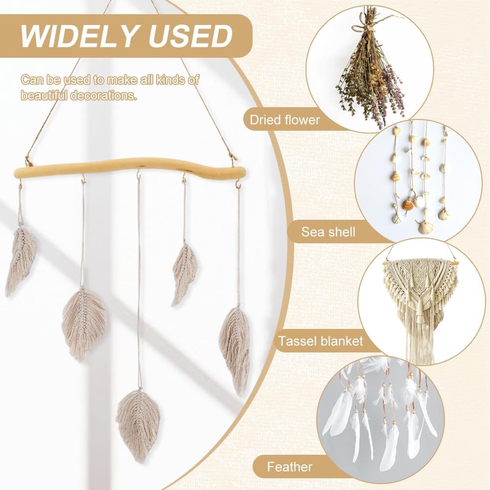 15 Inch Driftwood Wall Hanging Jewelry Hanger, Natural Driftwood Decorative Branches Rustic Wood Logs Hanging Jewelry Organizers with 5 Hooks(2PCS)