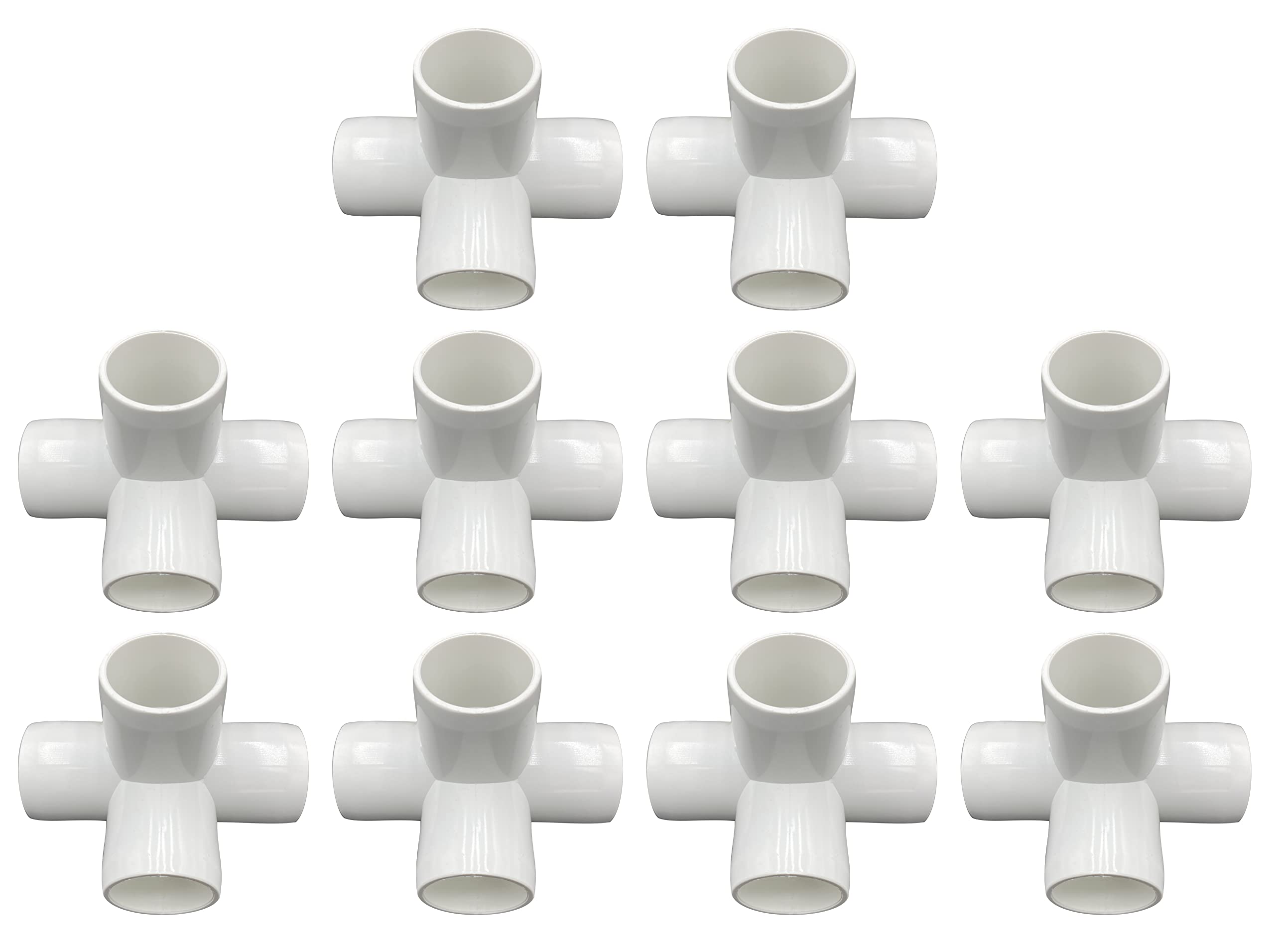 WICHBEEN 4 Way PVC Elbow Corner Side Outlet PVC Corner Fitting Tee Fitting PVC Elbow Fittings for Build Heavy Duty PVC Furniture,Greenhouse shed Pipe Fittings and Tent Connection (1/2" 4Way 10pcs)