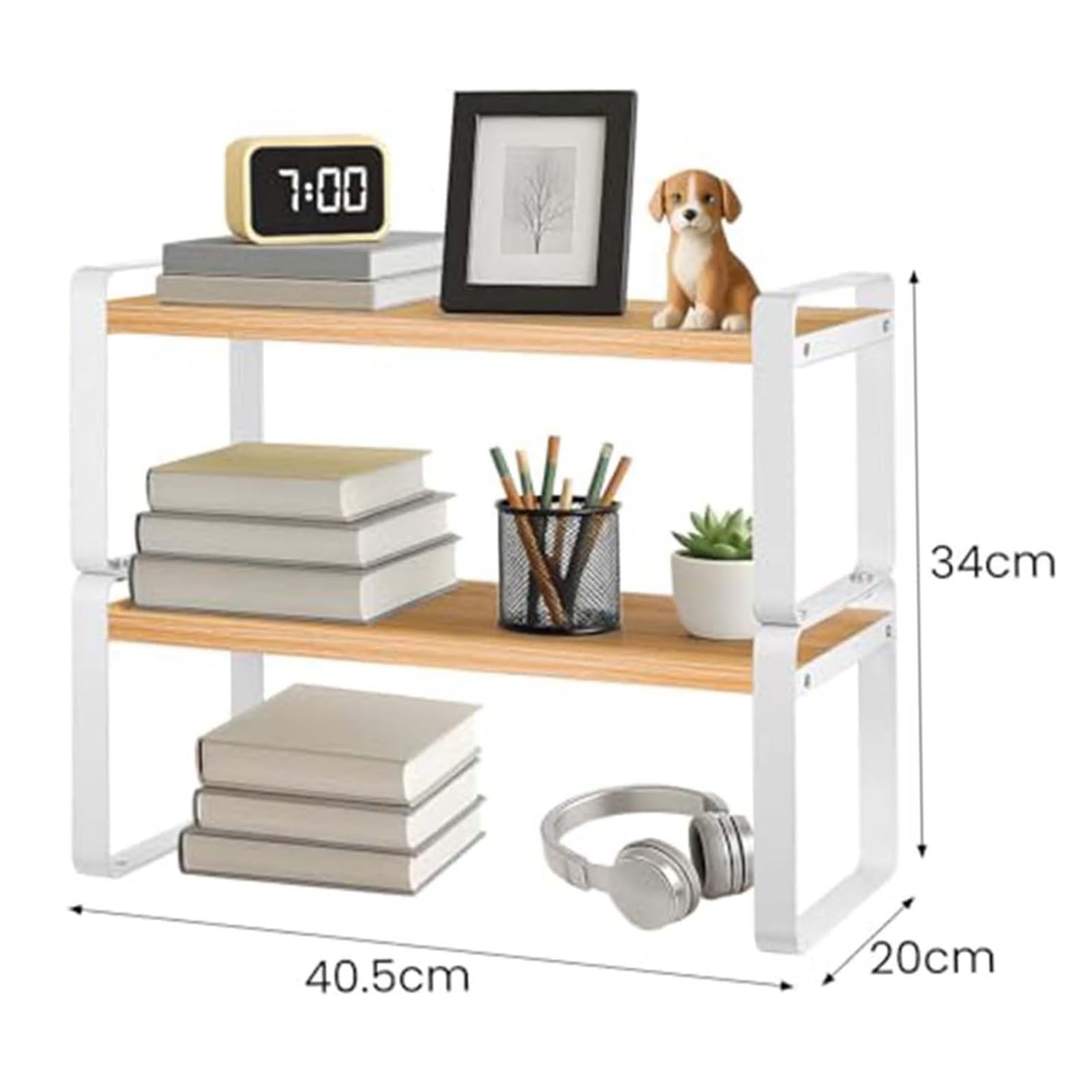 Libreria Da Appoggio In Legno - Scaffale Organizer Da Scrivania Per Ufficio, Libreria Multiuso Per Piccoli Spazi, Supporto Da Tavolo, Scaffale Portaoggetti Per Ufficio