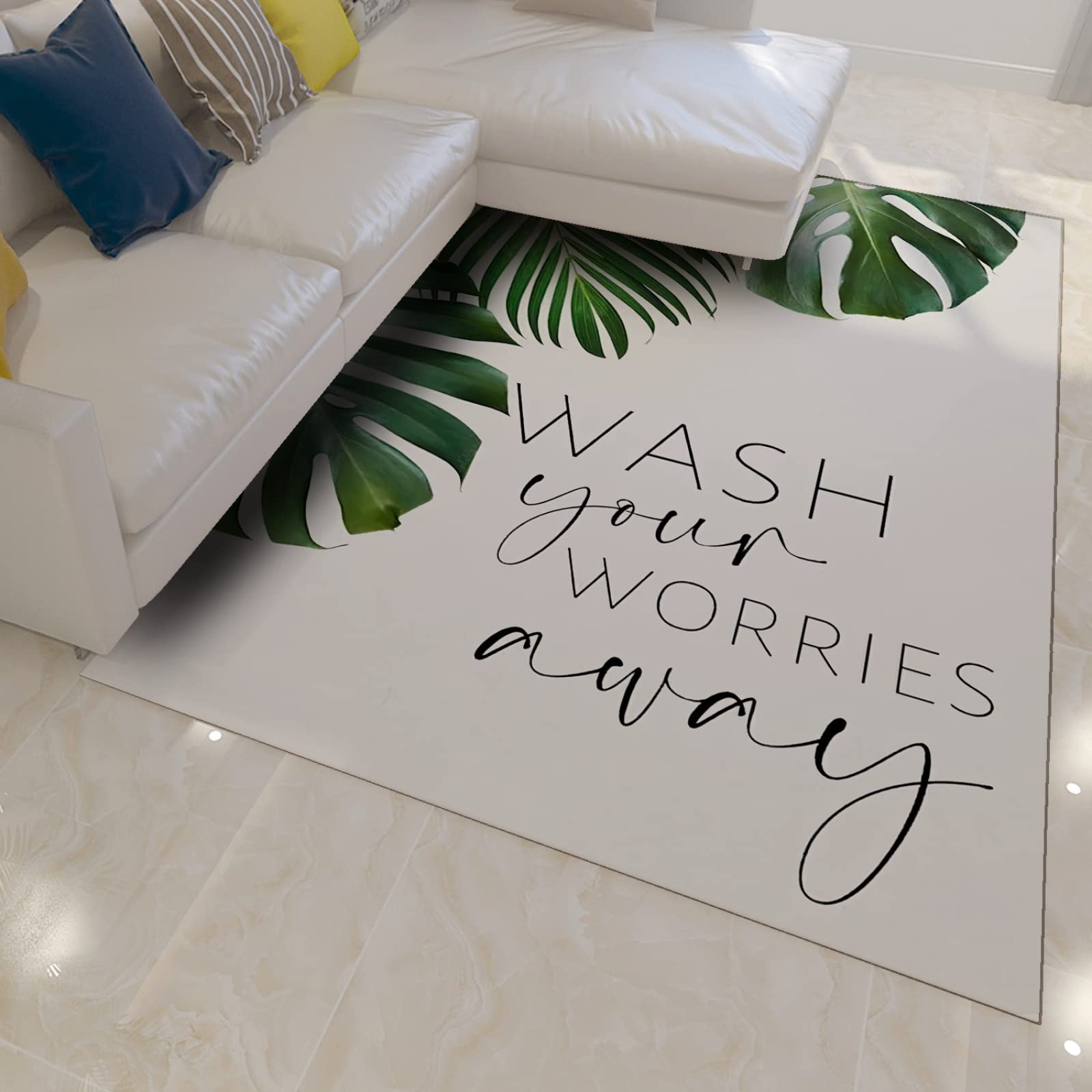 Zielone dywaniki boho tropikalna roślina antypoślizgowy dywan miękkie i cienkie duże dywany do salonu sypialni wiele rozmiarów opcjonalnie 150 cm x 180 cm