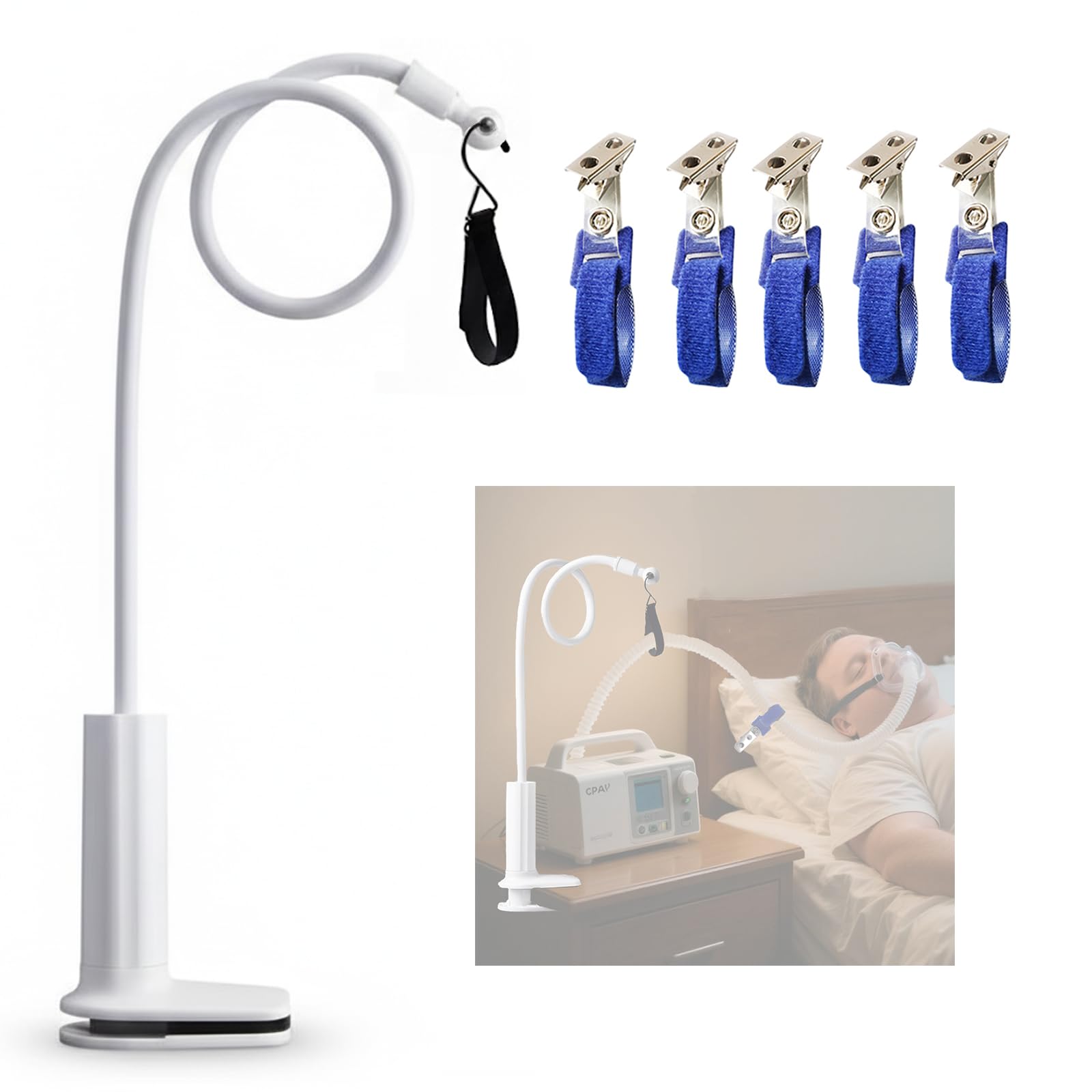 CPAPマスク3個とホースをセットで Amazon.co.jp: CPAP ベッド用ホースホルダー、調節可能なCPAPホース
