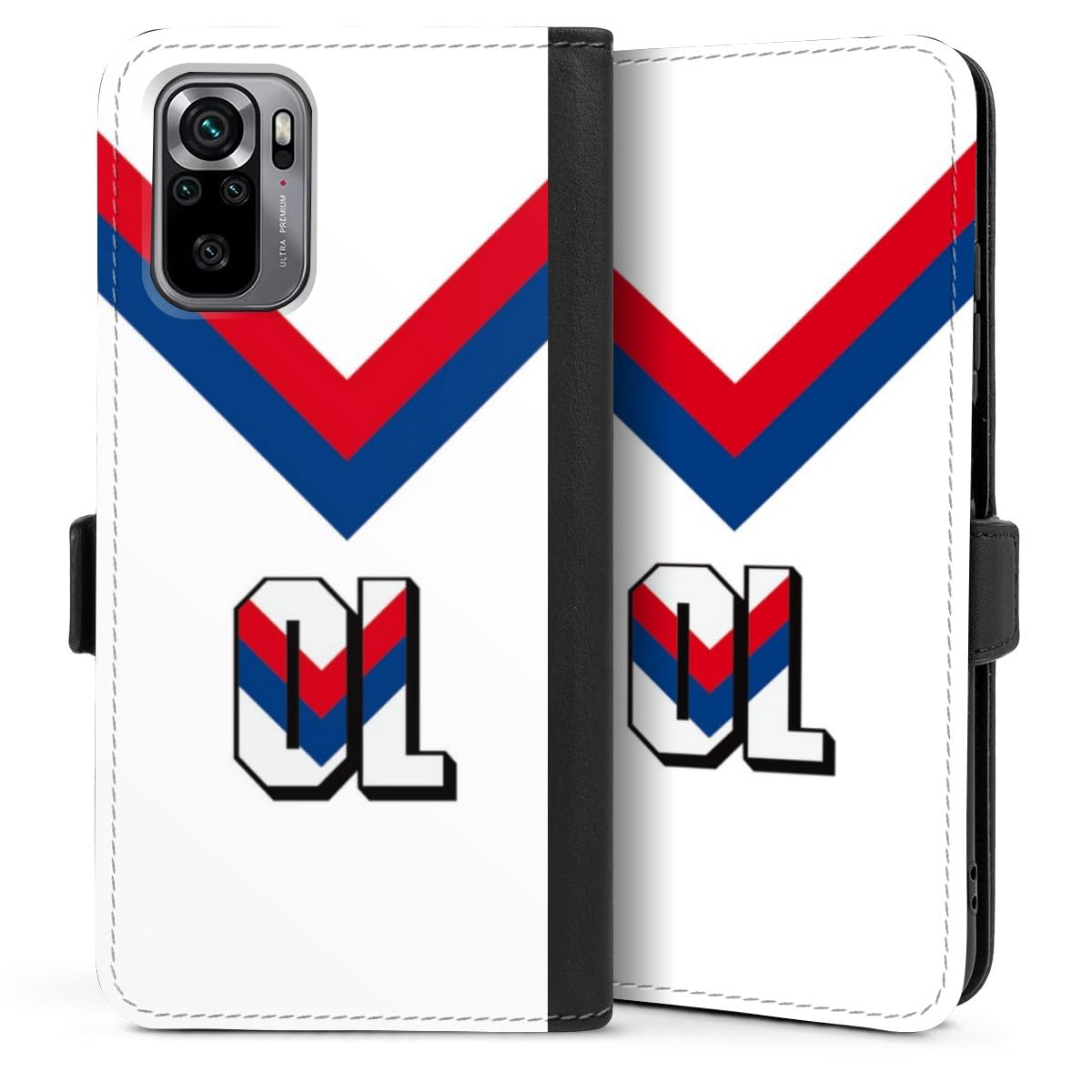 DeinDesign Etui Compatible avec Xiaomi Redmi Note 10 4G Etui Folio Etui magnetique Olympique Lyonnais Rétro Maillot