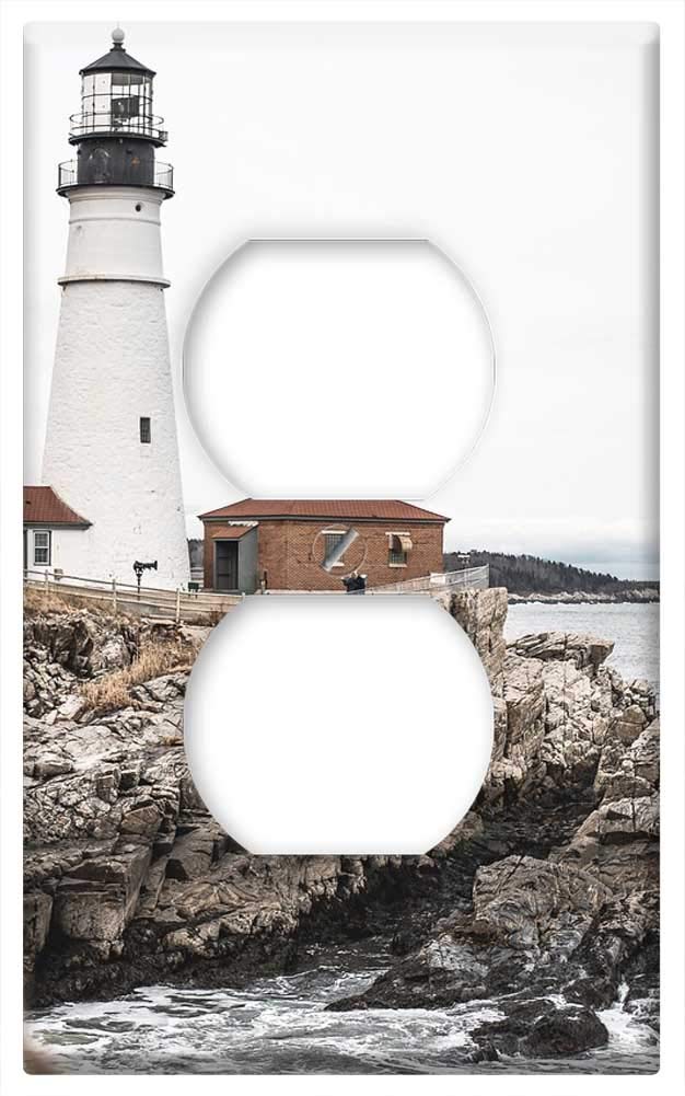 Switch Plate Outlet Cover - Houses Lighthouse Sea Water Ocean Coast Wave